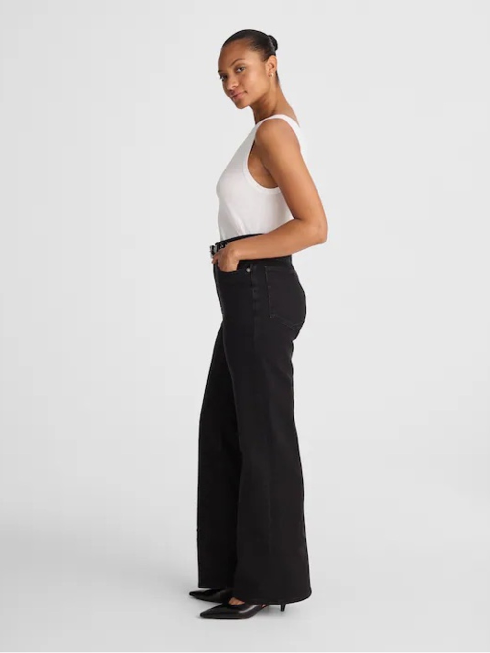 Madewell Curvy Wide Leg Jeans High Rise Black Denim Size 31